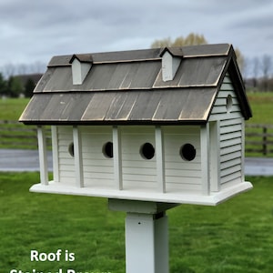 Purple Martin - White - Bird House - Amish Handmade Primitive Design- 6 Nesting Compartments -  Birdhouse outdoor