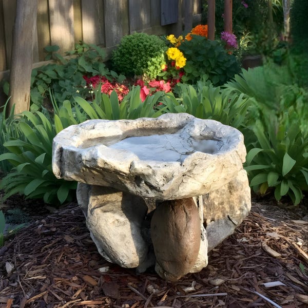 Birdbath - Garden Décor - Handmade - Patio - Gift - Garden Accent - Natural - Bird Lovers - Outdoors - Birdwatch