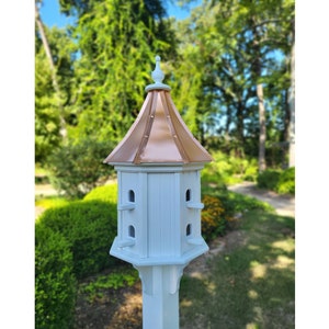 Birdhouse With Copper Roof Handmade, Octagon Shape, Extra Large With 8 Nesting Compartments, Weather Resistant Birdhouse Outdoor