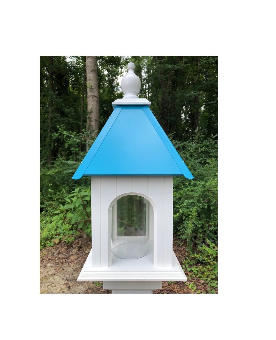 Gazebo Bird Feeder Vinyl PVC Weather Resistant Handmade Choose Roof Color Active - Picture 10 of 17