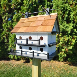Purple Martin White Bird House Amish Handmade 14 Nesting Compartments Weather Resistant Birdhouse outdoor image 2