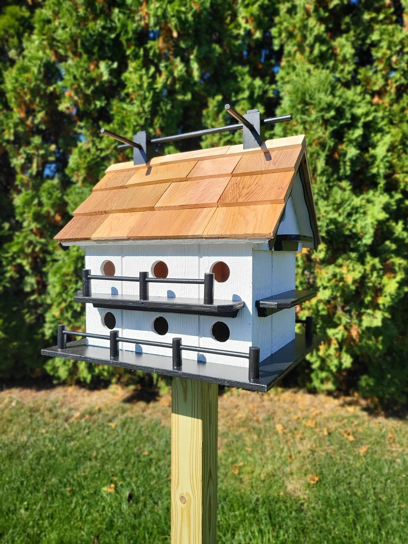 Purple Martin White Bird House Amish Handmade 14 Nesting Compartments Weather Resistant Birdhouse outdoor image 2