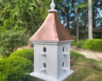 Bird House Handmade Large With 8 Nesting Compartments Weather Resistant Copper Birdhouse