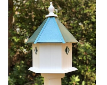 Bird House - 3 Nesting Compartments - Handmade - Metal Predator Guards - Weather Resistant - Pole Not Included - Birdhouse Outdoor