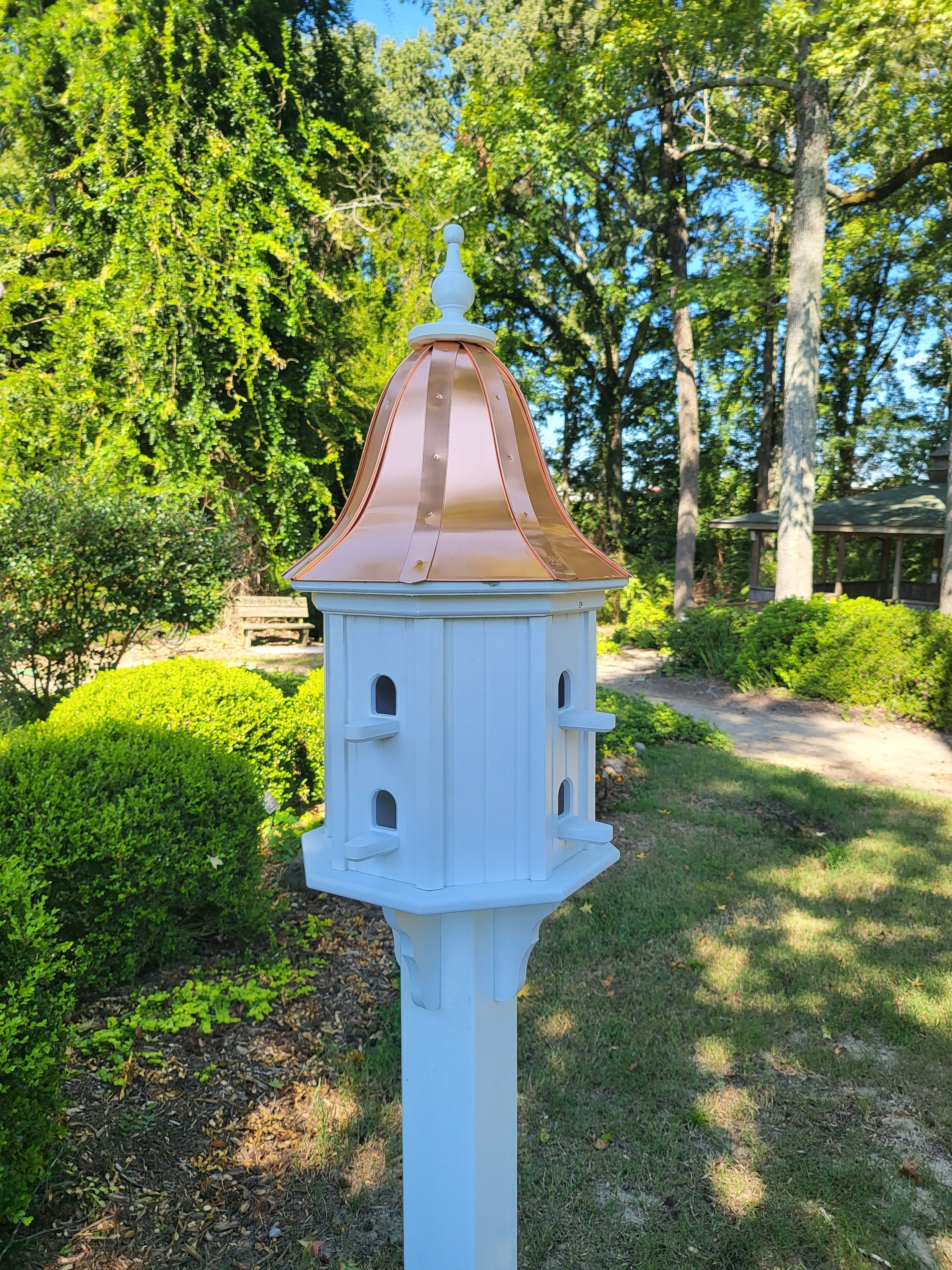 Mangeoire Octogonale Pour Oiseaux Avec Toit En Cuivre, PVC Cellulaire Incassable, Pour Jardin