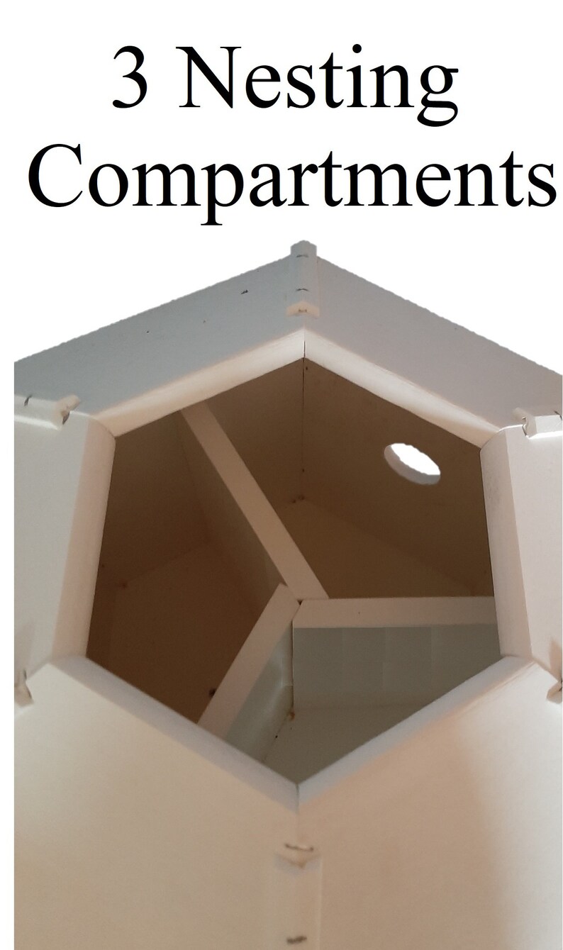 Amish Handmade 3 Nesting Compartments All White Weather Resistant Made of Poly Lumber Bird House Birdhouse Outdoor Large