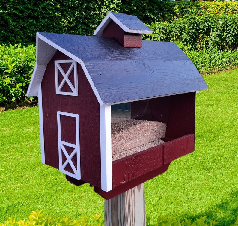 Bird Feeder Barn Amish Handmade Wooden Large Size Etsy