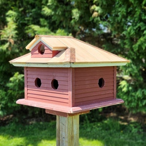 Purple Martin Amish Handmade Cedar Roof With Copper Trim Birdhouse, 5 Nesting Compartments -  Birdhouse outdoor