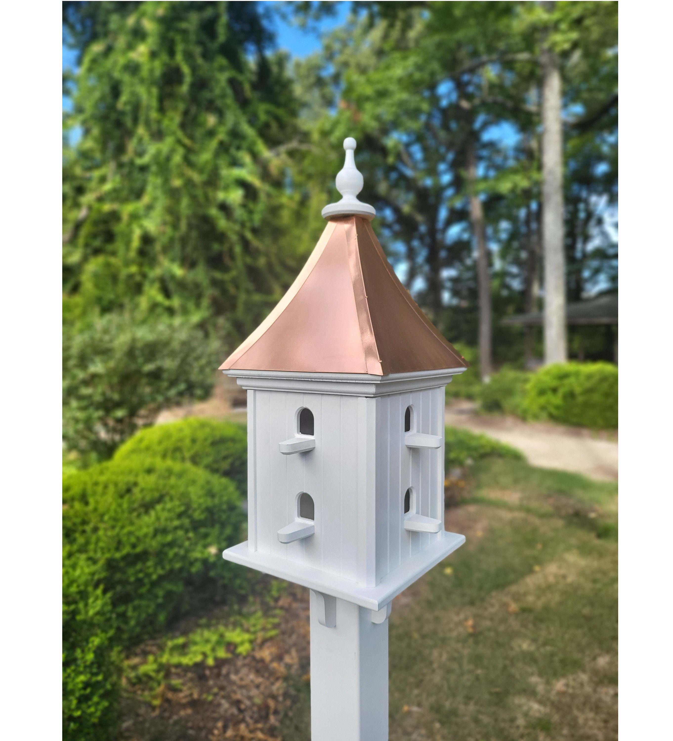 Birdhouse Copper Roof Handmade Large With 8 Nesting Compartments Weather Resist - Picture 11 of 12