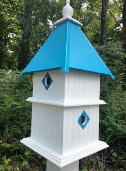 Bird House - 4 Nesting Compartments - 2 story - Handmade - Metal Predator Guard - Picture 15 of 16