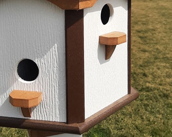 Bird House - Amish Handmade -  X-Large 6 Nesting Compartments -  Poly Lumber Bird House - Amish Outdoor Birdhouse