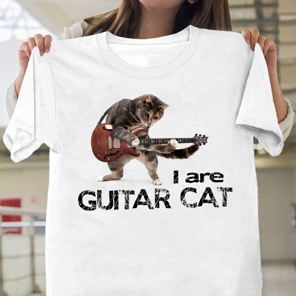 Easily Distracted By Cats and Guitars TShirt Cat Lover Etsy