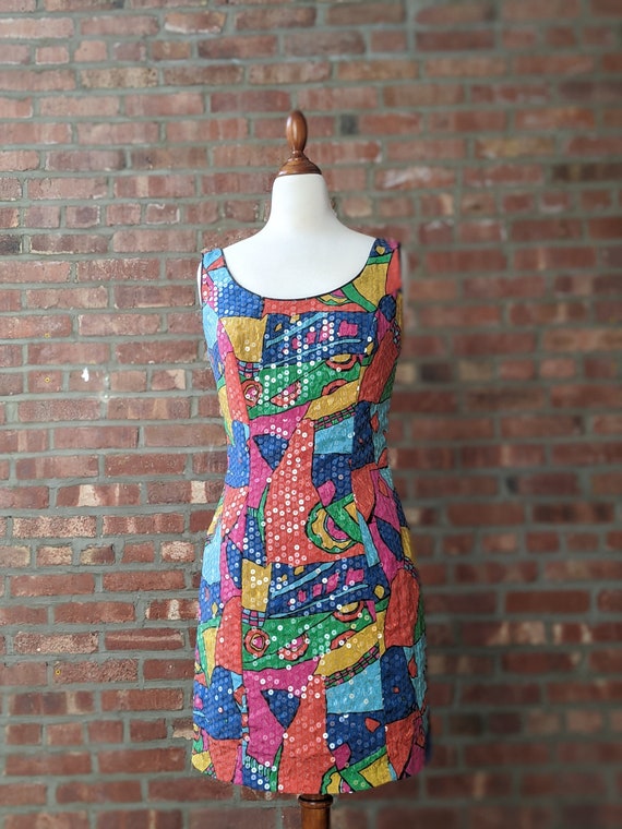 Sequin Multicolor 80's Sheath Dress