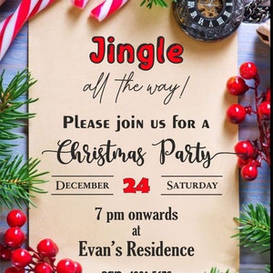 Christmas Invite || Christmas Party Invitaiton || Digital File || Whats app Invite