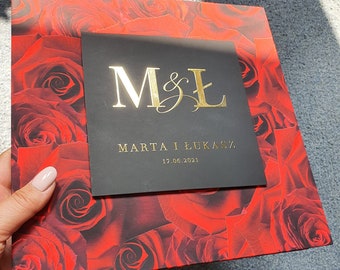Livre d’or de mariage premium, livre d’or foil, album de mariage, album photo, livre d’or moderne Red Roses