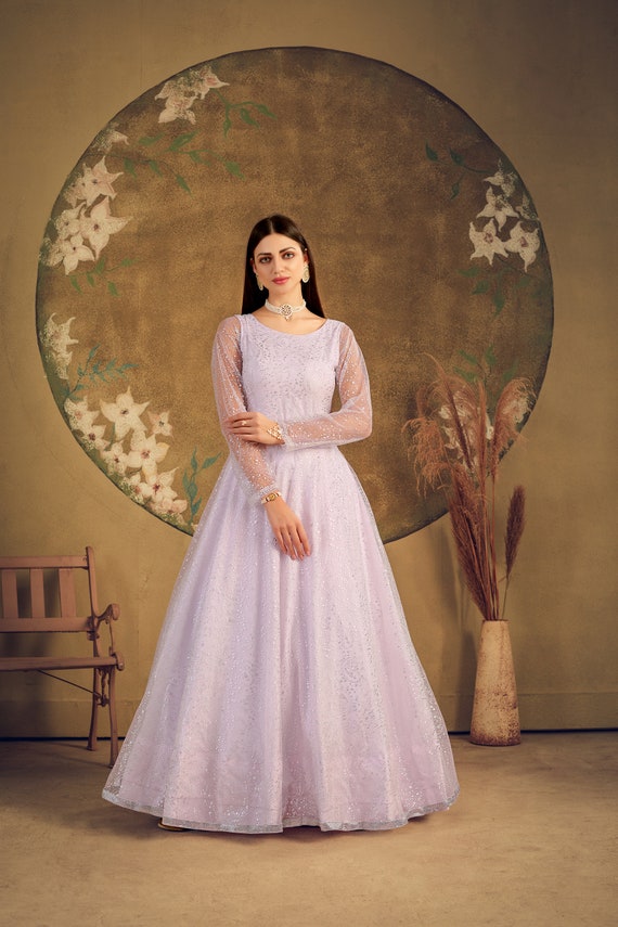 Buy Thread Fancy Fabric Designer Gown in Blue Online