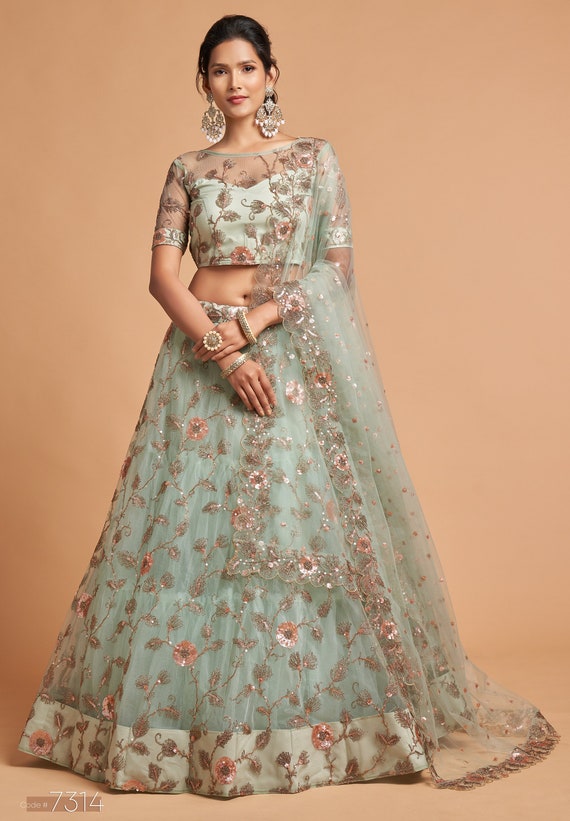 Buy Designer Sky Blue Lehenga Choli With Zari and Multiple Sequence  Embroidery Work for Woman Party Wear Lehenga Choli With Dupatta Online in  India - Etsy