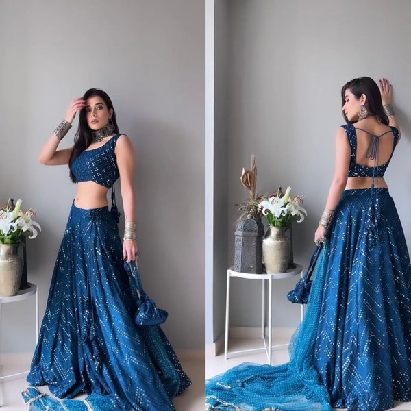 bollywood Designer Blue Embroidery Sequence Work Wedding lehenga choli, party wear lehenga choli for Women lehenga for girl