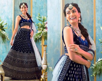 Blue Designer lehnga Choli with Embroidery work party wear lehenga, bollywood style for indian women and girls in wedding wear