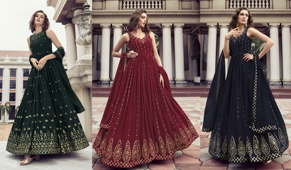 H Dot Hirwa Kumari Fancy Anarkali Style Gown Dupatta Set Wholesaler