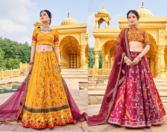 Indian Designer Printed with gota patti and mirror work Lehenga Choli for Wedding Lehenga Choli Party Wear Lehenga Choli for girl woman