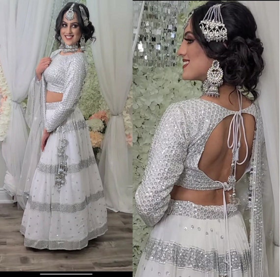Buy Designer White Lehenga Choli With Silver High Quality Heavy Online in India - Etsy Buy Designer White Lehenga Choli With Silver High Quality Heavy Online in India - Etsy