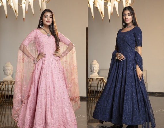 Electric Blue Choli Style Gown With Dupatta – Label Shaurya Sanadhya