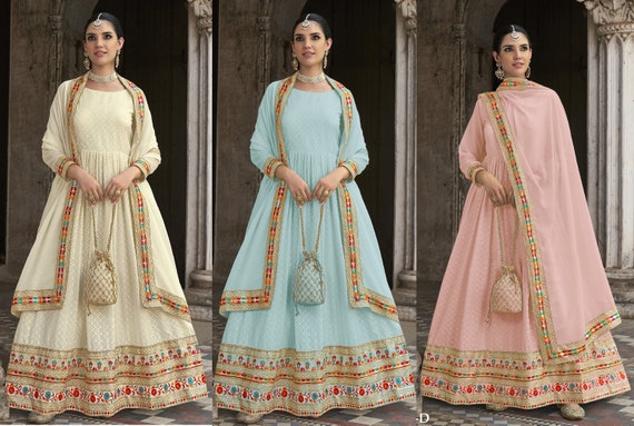 New designer best georgette pink color gown and soft net dupatta