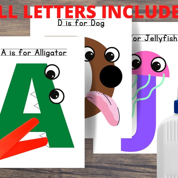 Alphabet Craft Printable - Learning Letters-ABC craft- Alphabet recognition- Preschool Printables- printable craft