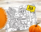 Thanksgiving Placemat - Coloring Page- Fall Tree- Handprint Art - Fall Crafts - Thanksgiving Craft- Thanksgiving Printables -Turkey Craft