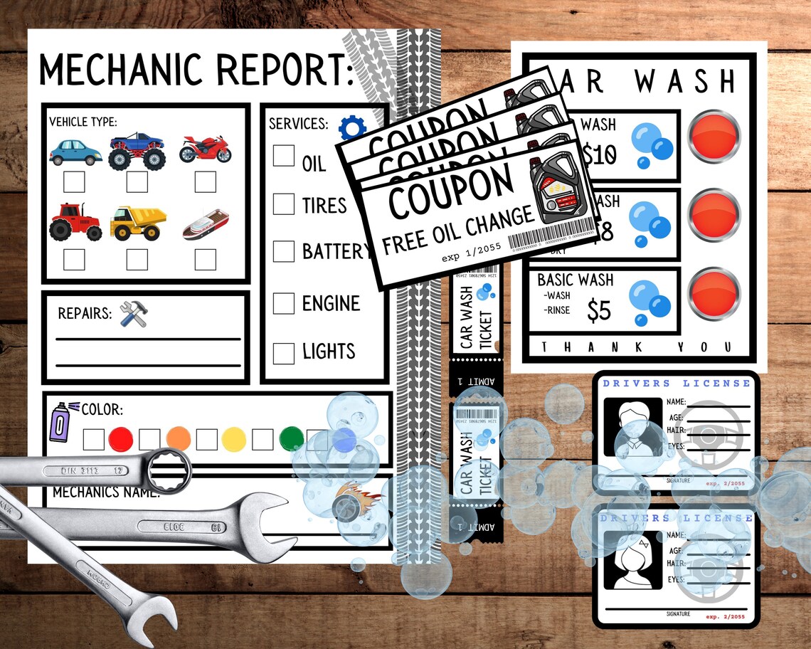 Mechanic Pretend Play Car Mechanic Pretend Play Car Wash - Etsy