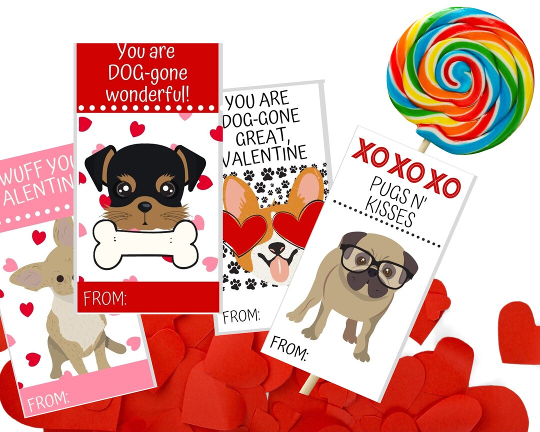 Dog Valentine Valentines Day Printable Valentines Cards Etsy