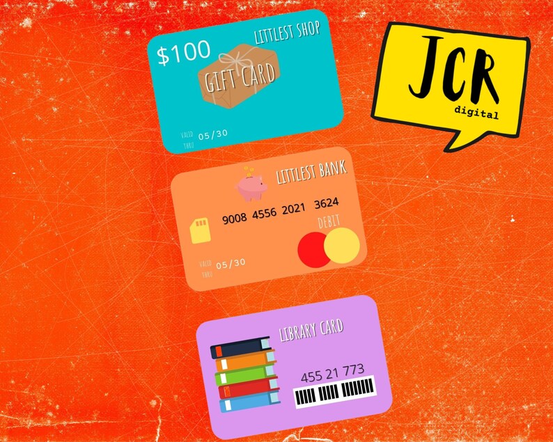 Pretend Play Bank Cards Play Money Pretend Play Gift Cards Pretend Play ...