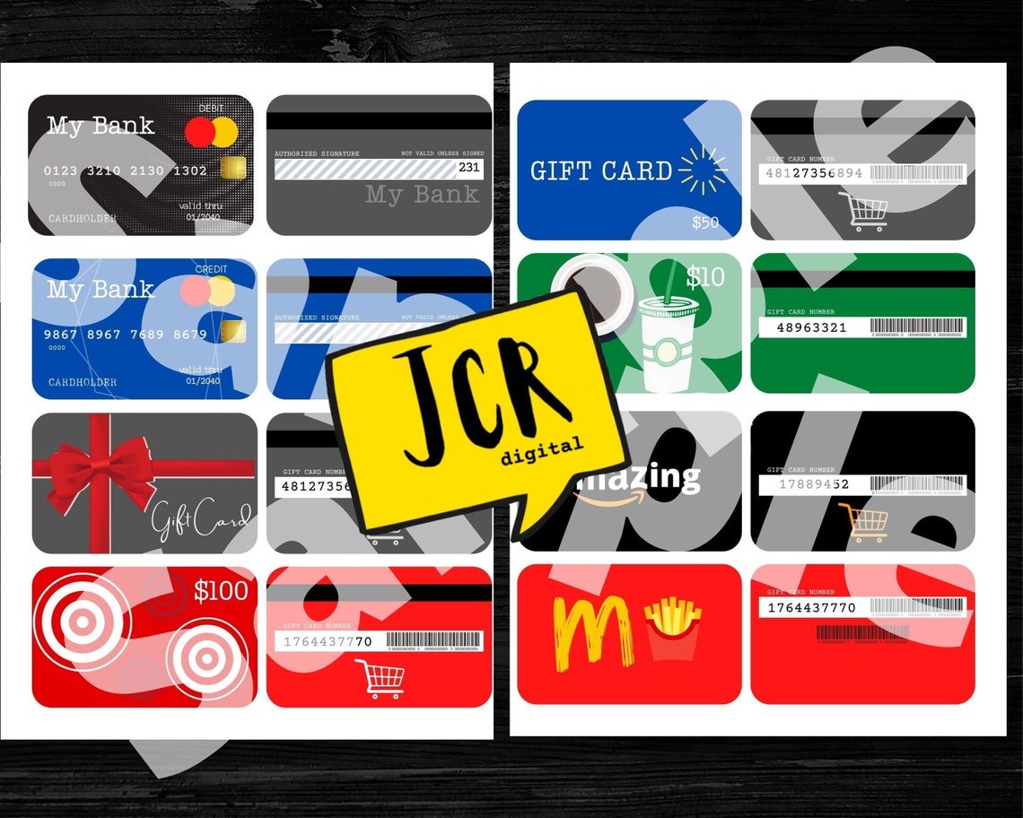 Pretend Play Bank Cards Printable Credit Cards Pretend | Etsy
