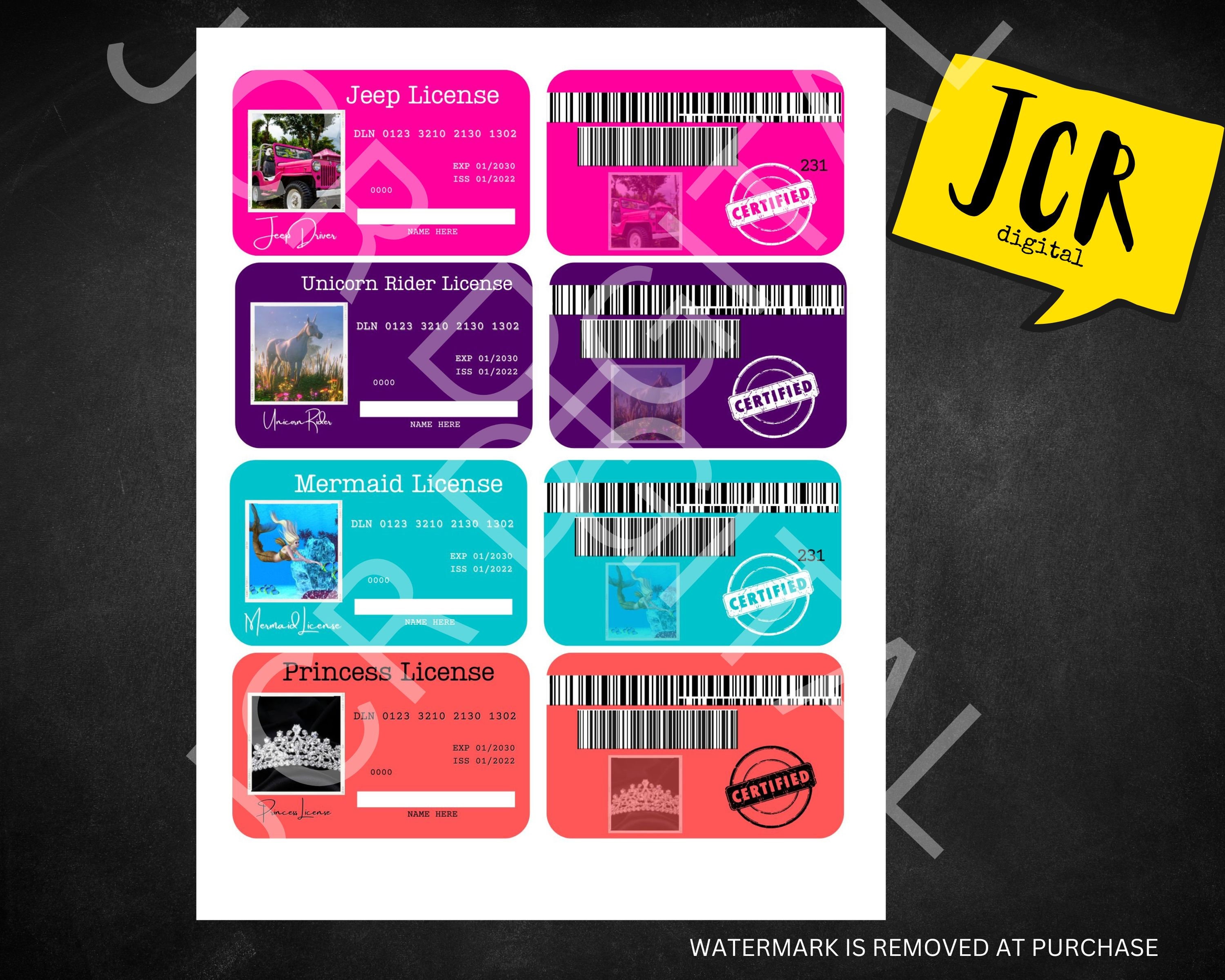 Girls Pretend Play Drivers License Drivers License for Kids Printable ...