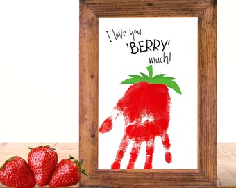 Mothers Day Gift - DIY gift - Mom- Mum- Happy Mothers Day-Strawberry -Handprint Art - Kids Crafts-Preschool - Kindergarten