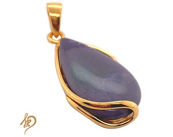 Genuine Sugilite Pendant, Silver Gold Plated Jewelry, Unique Pendant with natural Stone, Dangle Pendant with Purple Stone, Sugilite Jewelry