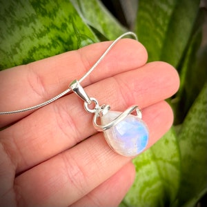Small Moonstone Pendant, Sterling Silver 925, Silver Pendant with Moonstone, Natural Moonstone Charm, Magical Jewelry, Unique Design Charm
