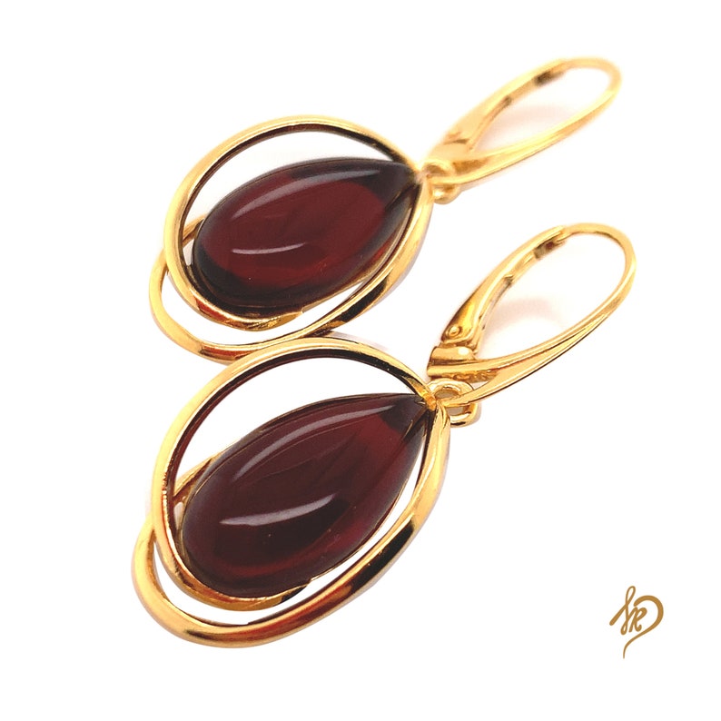 Goldplated Jewelry Amber Earrings Baltic Amber Earrings. Goldplated silver earrings Genuine Amber Earrings Silver 925 Jewelry