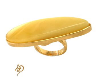Big Amber Milky Ring - Etsy