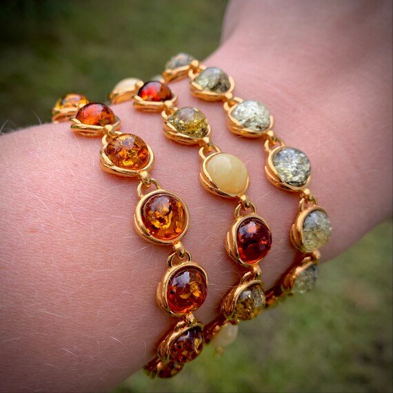 Amber Bracelet Genuine Baltic Amber Amber in gold 925 Silver Gold plated Jewelry Adjustable Chain Bracelet Delicate Bracelet with Amber