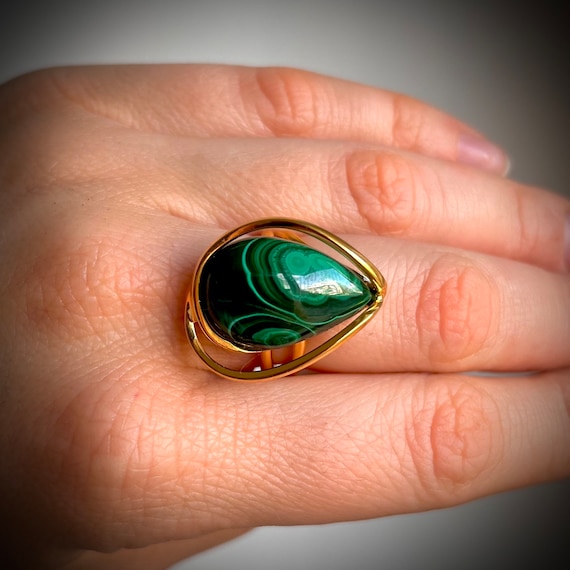 Genuine malachite ring deals