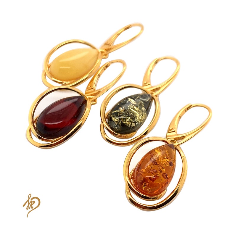 Goldplated Jewelry Amber Earrings Baltic Amber Earrings. Goldplated silver earrings Genuine Amber Earrings Silver 925 Jewelry