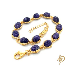 Genuine Charoite Bracelet, Silver Goldplated Bracelet, Bracelet with Charoites, Bracelet with Natural Stones, Chain Bracelet with Stones