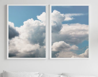 Clouds Photography,Set Of 2,Blue Sky Print,Modern Wall Art,Nature Photography,Printable Download,Large Poster,Nursery PRINTABLE ART