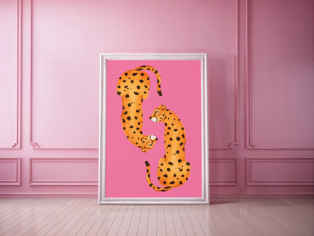 Pink Leopard Print | Trendy Cheetah Art | Preppy Animal Decor ...