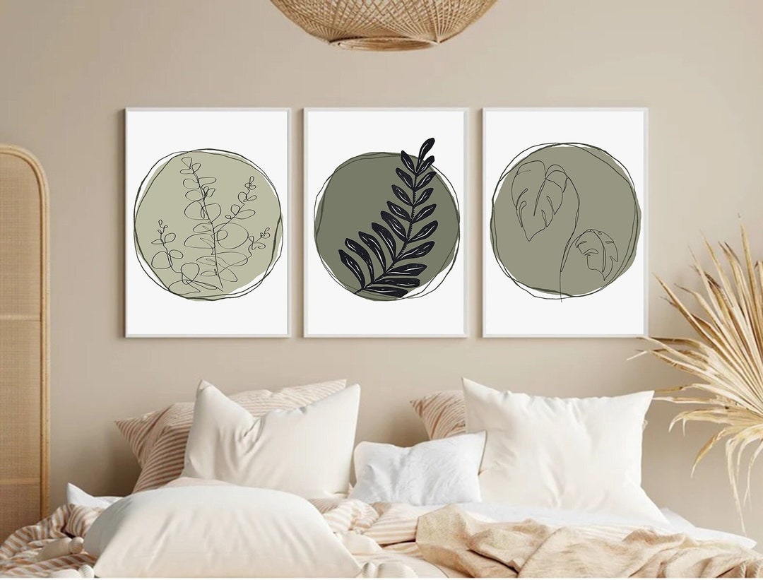 Sage Green Wall Art,boho Set of 3 Prints,sage Green Set of Prints,sage Green Bedroom Decor ...