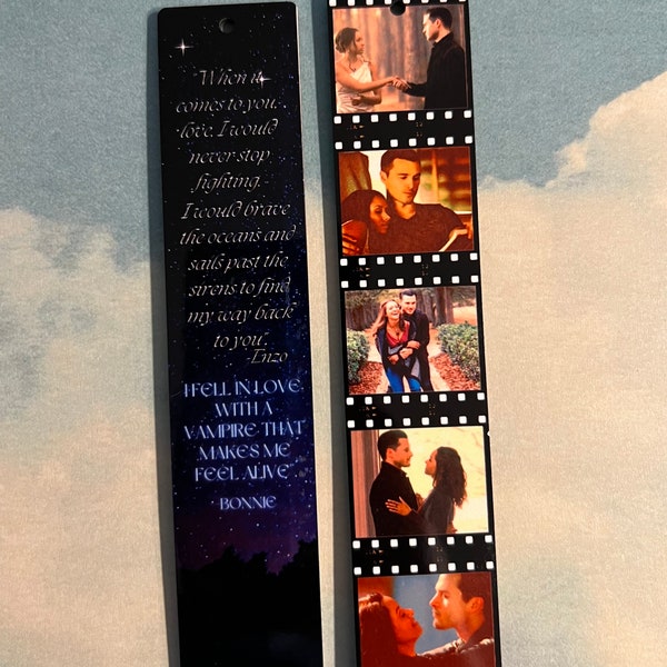 TVD Couples| Benzo |TV Show Inspired Bookmarks | Wood Bookmark| Gift Book Lovers | Bookish | Tassel | Double Sided| Sublimated