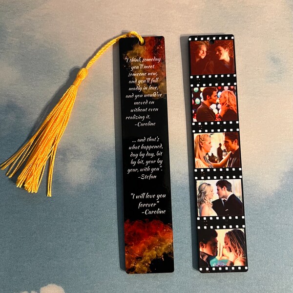 TVD Couples| Steroline |TV Show Inspired Bookmarks | Wood Bookmark| Gift Book Lovers | Bookish | Tassel | Double Sided| Sublimated