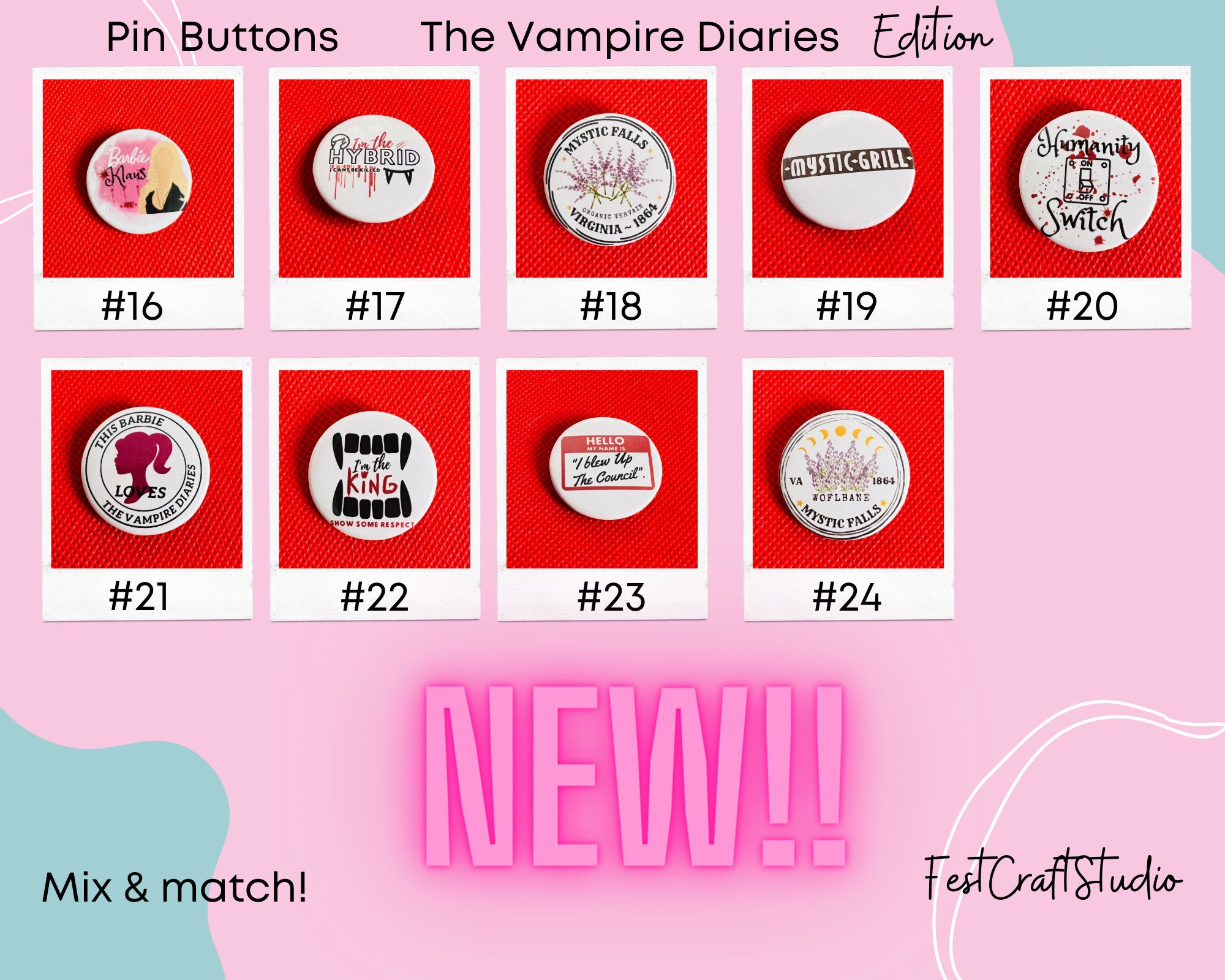 Pin Buttons| the Vampire Diaries| the Originals| Buttons Sets| TV Show ...